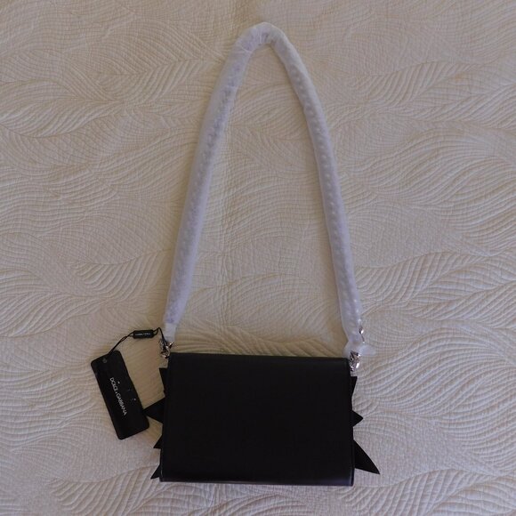 NWT Dolce & Gabbana leather Boom patch clutch silver chain evening shoulder bag - Picture 15 of 16